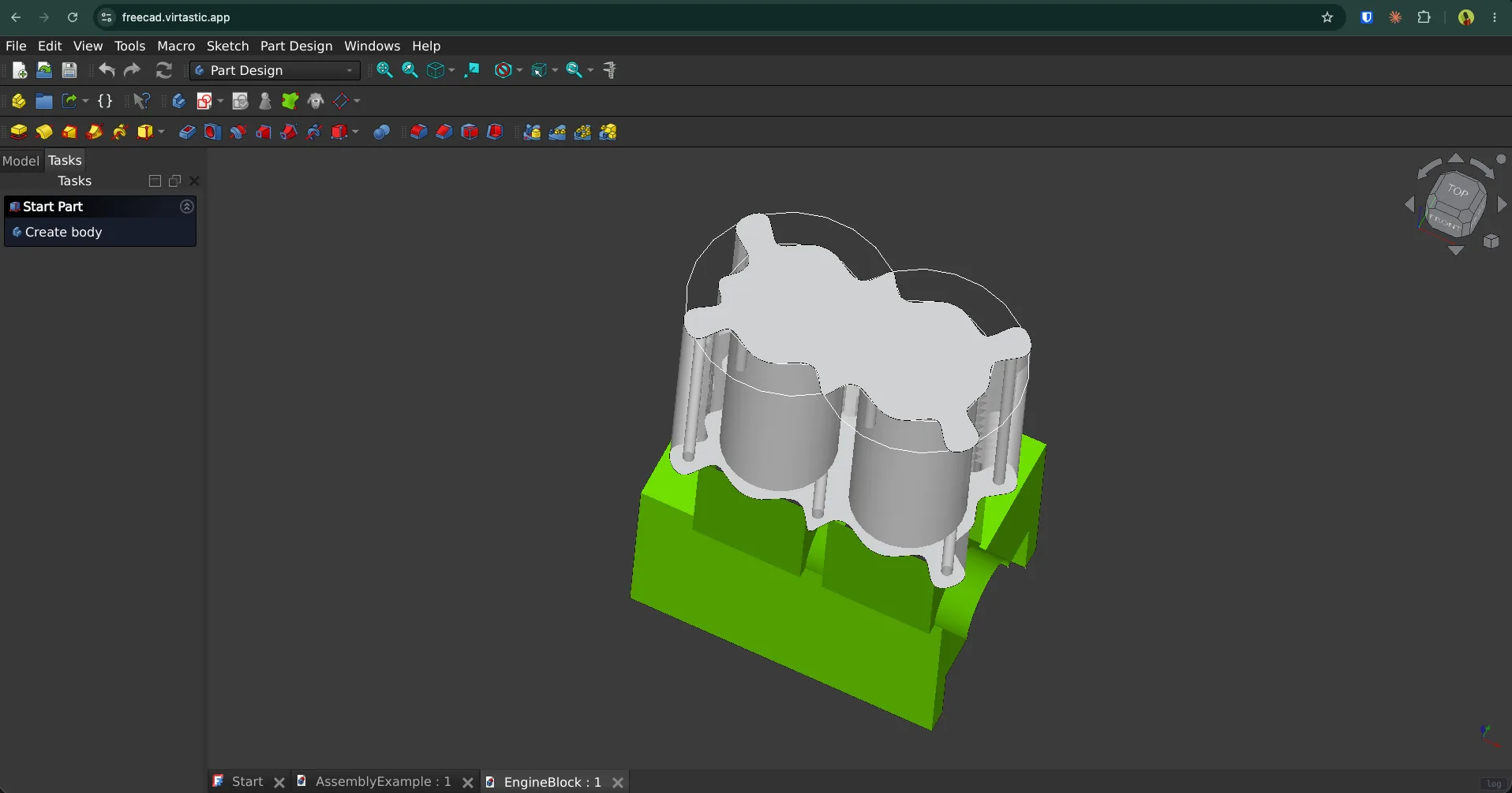 FreeCAD running in a browser tab